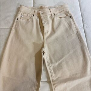 AG Adriano Goldschmied Cream Wide-Leg Crop Pants